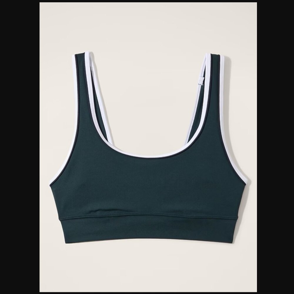 Athleta Dark Green Sports Bra with White Trim